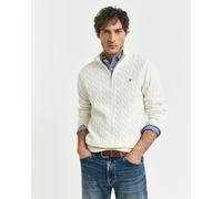Strickpullover GANT "COTTON CABLE HALF ZIP", Herren, Gr. XXL, beige (cream), Strick, Obermaterial: 100% Baumwolle, unifarben, regular fit normal, Rundhals, eingesetzt Rippstrickbündchen, Pullover Stri
