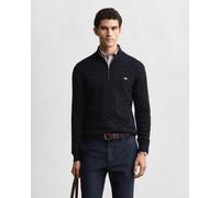 GANT Herren Strickpullover - COTTON CABLE HALF ZIP, Zopfstrick, Troyer, Baumwolle Dunkelblau / 2XL XXL Blau