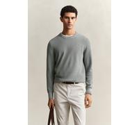Strickpullover GANT "MICRO TEXTURED COTTON C-NECK", Herren, Gr. XL, ceramic grau, Strick, Obermaterial: 100% Baumwolle, unifarben, regular fit normal, Rundhals, eingesetzt Rippbündchen, Pullover Stric