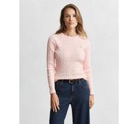 Strickpullover GANT "STRETCH COTTON CABLE C-NECK", Damen, Gr. S, apricot pink, Strick, Obermaterial: 88% Baumwolle, 10% Polyamid, 2% Elasthan, schmal hüftlang, Rundhals, Rippstrickbündchen, Pullover S