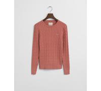 Strickpullover GANT "STRETCH COTTON CABLE C-NECK", Damen, Gr. XXL, faded brick, Strick, Obermaterial: 88% Baumwolle, 10% Polyamid, 2% Elasthan, schmal hüftlang, Rundhals, Rippstrickbündchen, Pullover