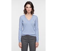 Strickpullover GANT "WOOL COTTON V-NECK", Damen, Gr. XXL, blau (misty lavender), Strick, Obermaterial: 70% Wolle, 30% Baumwolle, normal, V-Ausschnitt, Rippbündchen, Pullover Strickpullover (96629107-X