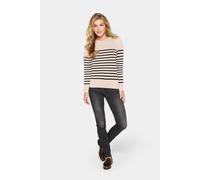 Strickpullover SAINT TROPEZ "MilaSZ LS Striped", Damen, Gr. S, beige (gray morn mila stripe), Strick, Obermaterial: 80% Viskose, 20% Polyacryl, gestreift, regular fit normal, Rundhals, Pullover (99135