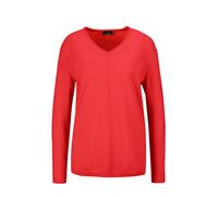 Strickpullover GOLDNER "Basicpullover mit V-Ausschnitt", Damen, Gr. 42, rot (koralle), Obermaterial: 100% Kaschmir WS., V-Ausschnitt, weit Rippe, Pullover Strickpullover, Aufwendig in Form gestrickt (