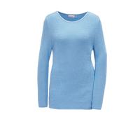 Strickpullover GOLDNER "Baumwollpullover mit Patentgrobstrick", Damen, Gr. 50, blau (regattablau), Obermaterial: 100% Baumwolle CO., U-Boot-Ausschnitt, Rippe, Pullover Strickpullover, Ohne (50900759-5