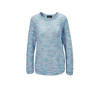 Strickpullover GOLDNER "Effektvoller locker gestrickter Bändchengarnpullover", Damen, Gr. 48, blau (hellblau), Obermaterial: 53% Polyacryl PAN. 40% Polyester PES. 4% Baumwolle CO. 3% Viskose CV., Pull