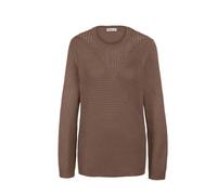 Strickpullover GOLDNER "Eleganter Glanzpullover, Ajourmuster", Damen, Gr. 44, beige (taupe), Obermaterial: 72% Polyacryl PAN. 27% Baumwolle CO. 1% metallisierte Fasern MTF., weit Rippe, Pullover Stric