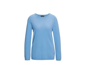 Strickpullover GOLDNER "Feinstrickshirt mit U-Boot-Ausschnitt", Damen, Gr. 42, blau (pazifikblau), Obermaterial: 100% Kaschmir WS., figurumspielend, U-Boot-Ausschnitt, eng Rippe, Pullover Strickpullov