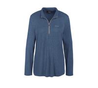 Strickpullover GOLDNER "Flauschiges Stehbundshirt mit Reißverschluss und glänzendem, gesticktem Logo", Damen, Gr. 46, grau (grau, melange), Obermaterial: 75% Viskose CV. 20% Polyester PES. 5% Elasthan