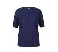 Strickpullover GOLDNER "Klassisches Merinowollshirt, Rundhals", Damen, Gr. 50, blau (marine), Obermaterial: 100% Schurwolle WV., Basic, normal, Rippe, Pullover Strickpullover, Rippenbündchen (53908930