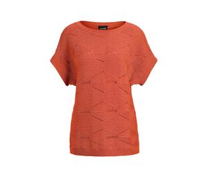 Strickpullover GOLDNER "Kurzarm Baumwoll-Strickshirt", Damen, Gr. 44, orange, Obermaterial: 50% Baumwolle CO. 50% Polyacryl PAN., gerade, U-Boot-Ausschnitt, Rippe, Pullover Strickpullover, Rippenbündc