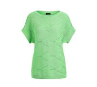 Strickpullover GOLDNER "Kurzarm Baumwoll-Strickshirt", Damen, Gr. 46, grün (hellgrün), Obermaterial: 50% Baumwolle CO. 50% Polyacryl PAN., gerade, Rippe, Pullover Strickpullover, Rippenbündchen (85160