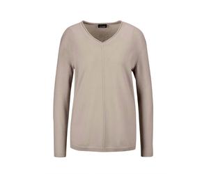 Strickpullover GOLDNER "Kurzgröße Basicpullover mit V-Ausschnitt", Damen, Gr. 22, beige (sand), Obermaterial: 100% Kaschmir WS., Rippe, Pullover Strickpullover, Aufwendig in Form gestrickt (91137651-2