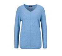 Strickpullover GOLDNER "Kurzgröße Basicpullover mit V-Ausschnitt", Damen, Gr. 22, blau (himmelblau), Obermaterial: 100% Kaschmir WS., Rippe, Pullover Strickpullover, Aufwendig in Form gestrickt (37785