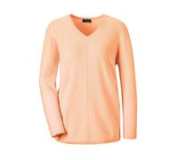 Strickpullover GOLDNER "Kurzgröße Basicpullover mit V-Ausschnitt", Damen, Gr. 23, orange (pfirsich), Obermaterial: 100% Kaschmir WS., Rippe, Pullover Strickpullover, Aufwendig in Form gestrickt (77002