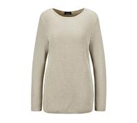 Strickpullover GOLDNER "Kurzgröße Baumwollpullover mit Patentgrobstrick", Damen, Gr. 25, beige (stein), Obermaterial: 100% Baumwolle CO., U-Boot-Ausschnitt, Rippe, Pullover Strickpullover, Ohne (97527