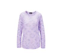 Strickpullover GOLDNER "Kurzgröße Effektvoller locker gestrickter Bändchengarnpullover", Damen, Gr. 24, lila (weiß, flieder), Obermaterial: 53% Polyacryl PAN. 40% Polyester PES. 4% Baumwolle CO. 3% Vi