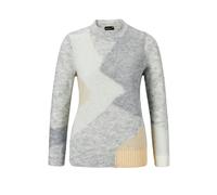 Strickpullover GOLDNER "Kurzgröße Eleganter Intarsienpullover mit Glanz", Damen, Gr. 20, grau (grau, gemustert), Obermaterial: 41% Polyester PES. 30% Polyamid PA. 19% Polyacryl PAN. 10% Wolle WO., Rip