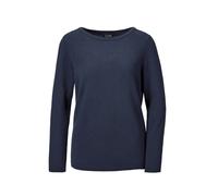 Strickpullover GOLDNER "Kurzgröße Feinstrickshirt mit U-Boot-Ausschnitt", Damen, Gr. 19, blau (marine), Obermaterial: 100% Kaschmir WS., figurumspielend, U-Boot-Ausschnitt, eng Rippe, Pullover Strickp