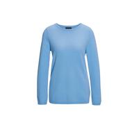 Strickpullover GOLDNER "Kurzgröße Feinstrickshirt mit U-Boot-Ausschnitt", Damen, Gr. 21, blau (pazifikblau), Obermaterial: 100% Kaschmir WS., figurumspielend, U-Boot-Ausschnitt, eng Rippe, Pullover St