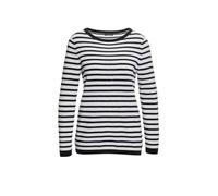 Strickpullover GOLDNER "Kurzgröße Feinstrickshirt mit U-Boot-Ausschnitt", Damen, Gr. 24, schwarz-weiß (schwarz, weiß, geringelt), Obermaterial: 100% Kaschmir WS., figurumspielend, U-Boot-Ausschnitt, e