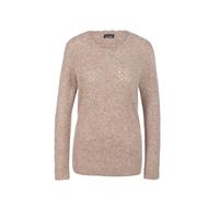 Strickpullover GOLDNER "Kurzgröße Femininer Ajourpullover aus Melange", Damen, Gr. 24, beige (taupe, melange), Obermaterial: 68% Polyacryl PAN. 12% Polyester PES. 11% Polyamid PA. 6% Wolle WO. 3% Elas