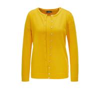 Strickpullover GOLDNER "Kurzgröße Figurnahes Twin-Set aus Pima-Baumwolle", Damen, Gr. 24, gelb (honig), Obermaterial: 100% Baumwolle CO., normal, Sonstiges, Pullover Strickpullover, Ohne (79580449-24)