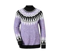Strickpullover GOLDNER "Kurzgröße Norweger-Pullover mit Schurwolle", Damen, Gr. 25, lila (opalflieder, gemustert), Obermaterial: 76% Polyester PES. 15% Polyamid PA. 6% Schurwolle WV. 3% Elasthan EL.,