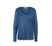 Strickpullover GOLDNER "Kurzgröße Unkomplizierter Pullover mit V-Ausschnitt", Damen, Gr. 20, blau, Obermaterial: 100% Polyacryl PAN., V-Ausschnitt, eng normales Bündchen, Pullover Strickpullover, Ohne