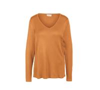 Strickpullover GOLDNER "Kurzgröße Unkomplizierter Pullover mit V-Ausschnitt", Damen, Gr. 22, gelb (safrangelb), Obermaterial: 100% Polyacryl PAN., V-Ausschnitt, eng normales Bündchen, Pullover Strickp