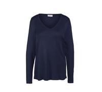 Strickpullover GOLDNER "Kurzgröße Unkomplizierter Pullover mit V-Ausschnitt", Damen, Gr. 24, blau (dunkelblau), Obermaterial: 100% Polyacryl PAN., V-Ausschnitt, eng normales Bündchen, Pullover Strickp