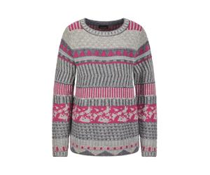 Strickpullover GOLDNER "Norwegerpullover mit U-Boot-Ausschnitt", Damen, Gr. 48, pink (pink, gemustert), Obermaterial: 45% Polyamid PA. 32% Schurwolle WV. 14% Polyacryl PAN. 9% metallisierte Fasern MTF
