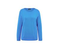 Strickpullover GOLDNER "Pullover mit U-Boot-Ausschnitt aus Baumwoll-Viskose-Mix", Damen, Gr. 40, blau (karibikblau), Obermaterial: 60% Viskose CV. 40% Baumwolle CO., Rippbündchen, Pullover Strickpullo