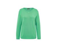 Strickpullover GOLDNER "Pullover mit U-Boot-Ausschnitt aus Baumwoll-Viskose-Mix", Damen, Gr. 44, grün (jadegrün), Obermaterial: 60% Viskose CV. 40% Baumwolle CO., Rippbündchen, Pullover Strickpullover