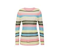 Strickpullover GOLDNER "Ringelpullover mit Lochmuster", Damen, Gr. 40, bunt (bunt, gemustert), Obermaterial: 50% Baumwolle CO. 50% Polyacryl PAN., gerade, Pullover Strickpullover, modisches Lochmuster