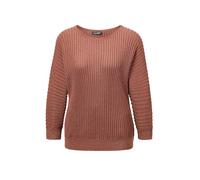 Strickpullover GOLDNER "Rippenpullover mit Fledermausärmeln", Damen, Gr. 52/54, braun (cognac), Obermaterial: 83% Viskose CV. 17% metallisierte Fasern MTF., Rippe, Pullover Strickpullover, Fledermausä