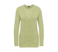 Strickpullover GOLDNER "Strickset aus Jacke, Halbarmpullover", Damen, Gr. 38, grün (birke), Obermaterial: 50% Baumwolle CO. 50% Polyacryl PAN., normal, V-Ausschnitt, Rippe, Pullover Strickpullover, Pu