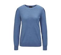 Strickpullover GOLDNER "Weicher Strickpullover mit modernen Ballonärmeln", Damen, Gr. 46, blau (jeansblau), Obermaterial: 70% Polyacryl PAN. 30% Schurwolle WV., Pullover Strickpullover (98680440-46) j