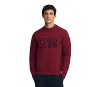 Strickpullover granatrot mit Polo Club-Logo in Kontrastfarbe XL