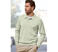 Strickpullover H.I.S röße 5XL", Herren, Gr. L (52/54), beige (hellgrün), Feinripp, Obermaterial: 60% Baumwolle, 40% Polyester, unifarben, regular fit normal, Strickbündchen, Pullover Strickpullo