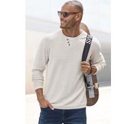Strickpullover H.I.S, Herren, Gr. M (48/50), beige (beige meliert), Feinstrick, Obermaterial: 60% Baumwolle, 40% Polyester, meliert, regular fit normal, Rundhals, Rollkanten, Pullover Strickpullover,