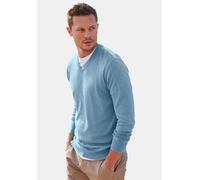 Strickpullover H.I.S, Herren, Gr. S (44/46), blau (blau, meliert), Feinstrick, Obermaterial: 60% Baumwolle, 40% Polyester, meliert, Basic, regular fit normal, V-Ausschnitt, Strickbündchen, Pullover St