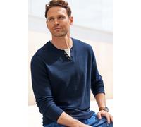 Strickpullover H.I.S, Herren, Gr. S (44/46), blau (navy), Feinstrick, Obermaterial: 60% Baumwolle, 40% Polyester, unifarben, regular fit normal, Rundhals, Rollkanten, Pullover Strickpullover, Pullover