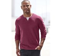 Strickpullover H.I.S, Herren, Gr. S (44/46), rot (rot meliert), Feinstrick, Obermaterial: 60% Baumwolle, 40% Polyester, unifarben, regular fit normal, Rundhals, Rollkanten, Pullover Strickpullover, Pu