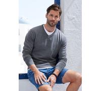 Strickpullover H.I.S, Herren, Gr. XXL (60/62), grau (dunkelgrau, meliert), Feinstrick, Obermaterial: 60% Baumwolle, 40% Polyester, meliert, Basic, regular fit normal, V-Ausschnitt, Strickbündchen, Pul