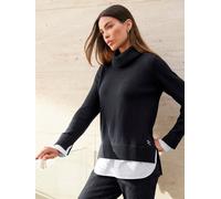 Strickpullover HEINE "2-in-1-Pullover", Damen, Gr. 48, schwarz, 50% Baumwolle, 50% Polyacryl, unifarben, Pullover Strickpullover (74318536-48) schwarz