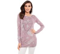 Strickpullover HEINE "Druck-Pullover", Damen, Gr. 36, rosa (rosé), 60% Viskose, 40% Baumwolle, gemustert, Pullover Strickpullover (90748930-36) rosé