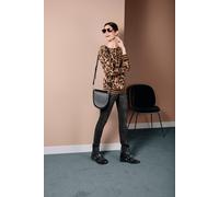 Strickpullover HEINE "Druck-Pullover", Damen, Gr. 42, braun (camel), 80% Baumwolle, 20% Polyamid, gemustert, Pullover Strickpullover (20135831-42) camel