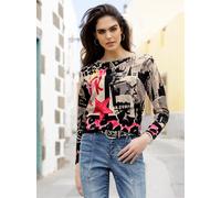 Strickpullover HEINE "Druck-Pullover", Damen, Gr. 42, pink (sand, pink, bedruckt), 100% Baumwolle, animal-print, bedruckt, gemustert, mehrfarbig, Pullover Strickpullover (74903324-42) sand, pink, bedr