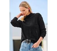 Strickpullover HEINE "Jacquard-Pullover", Damen, Gr. 36, schwarz, 50% Viskose, 25% Polyester, 25% Polyamid, unifarben, Pullover Strickpullover (23188715-36) schwarz